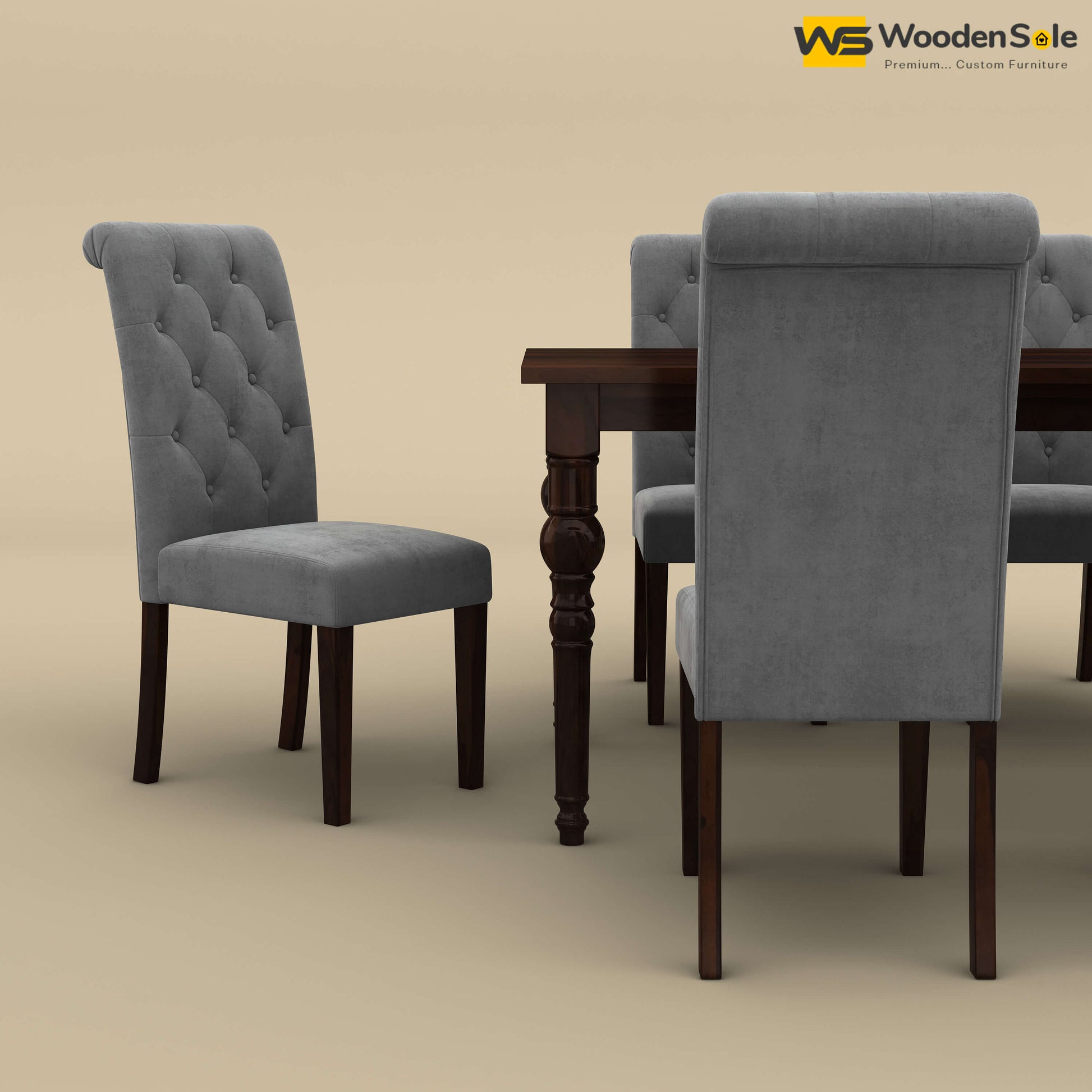 Elliot Dining Table 6 Seater Set (Walnut Finish)