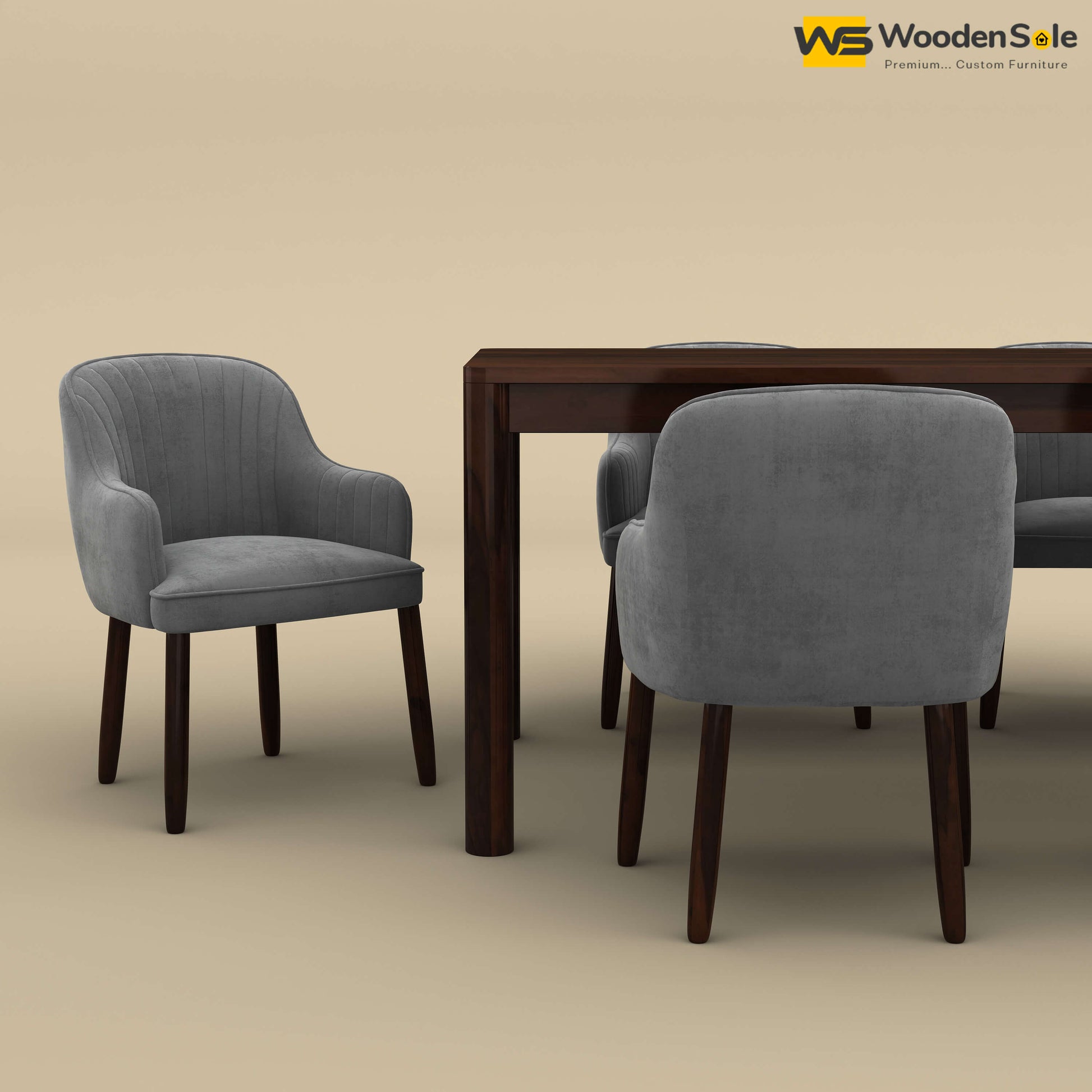 Madrid 6 Seat Dining Table Set (Walnut Finish)