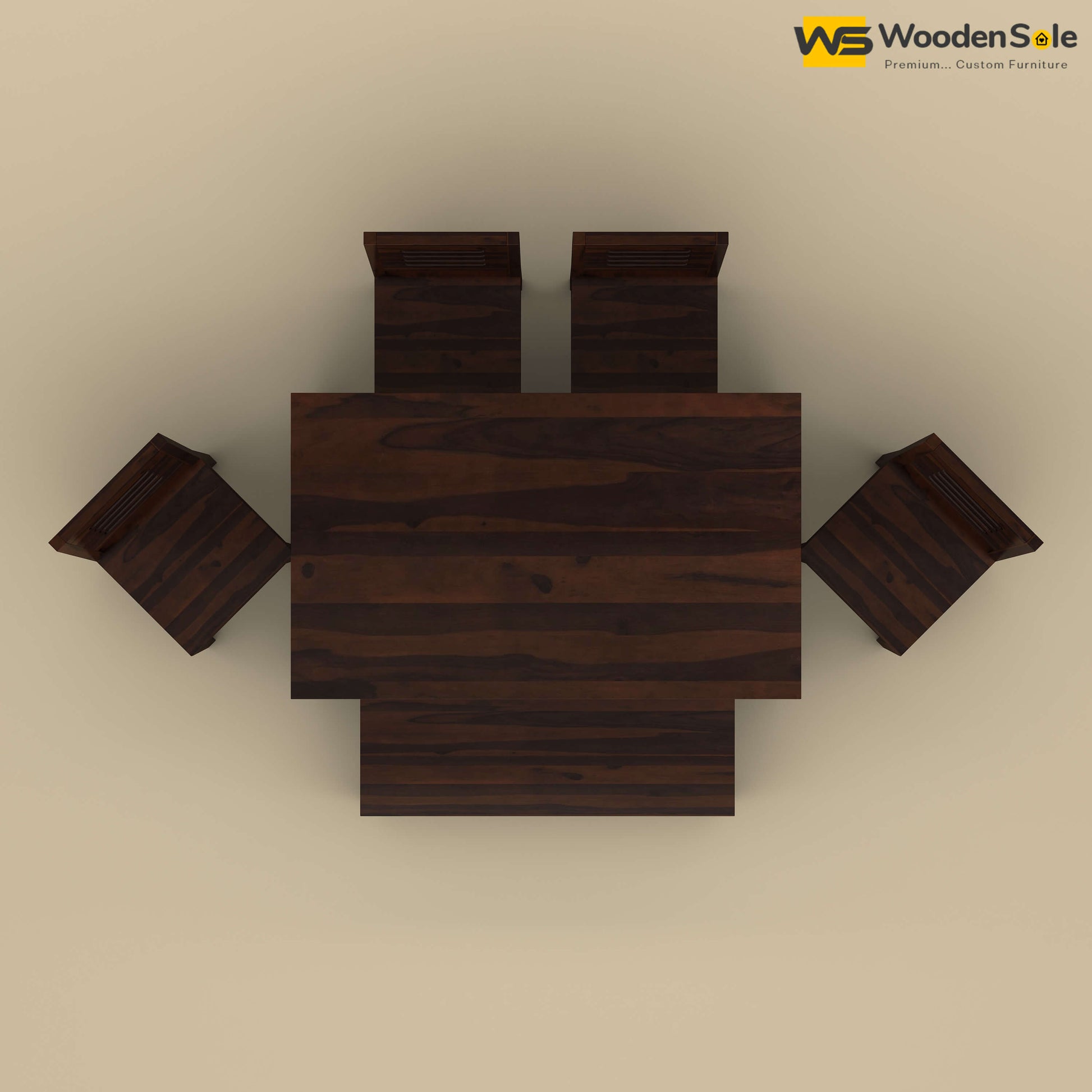 Sheesham Wood 6 Seater Dining Table Set with Bench (Walnut Finish)