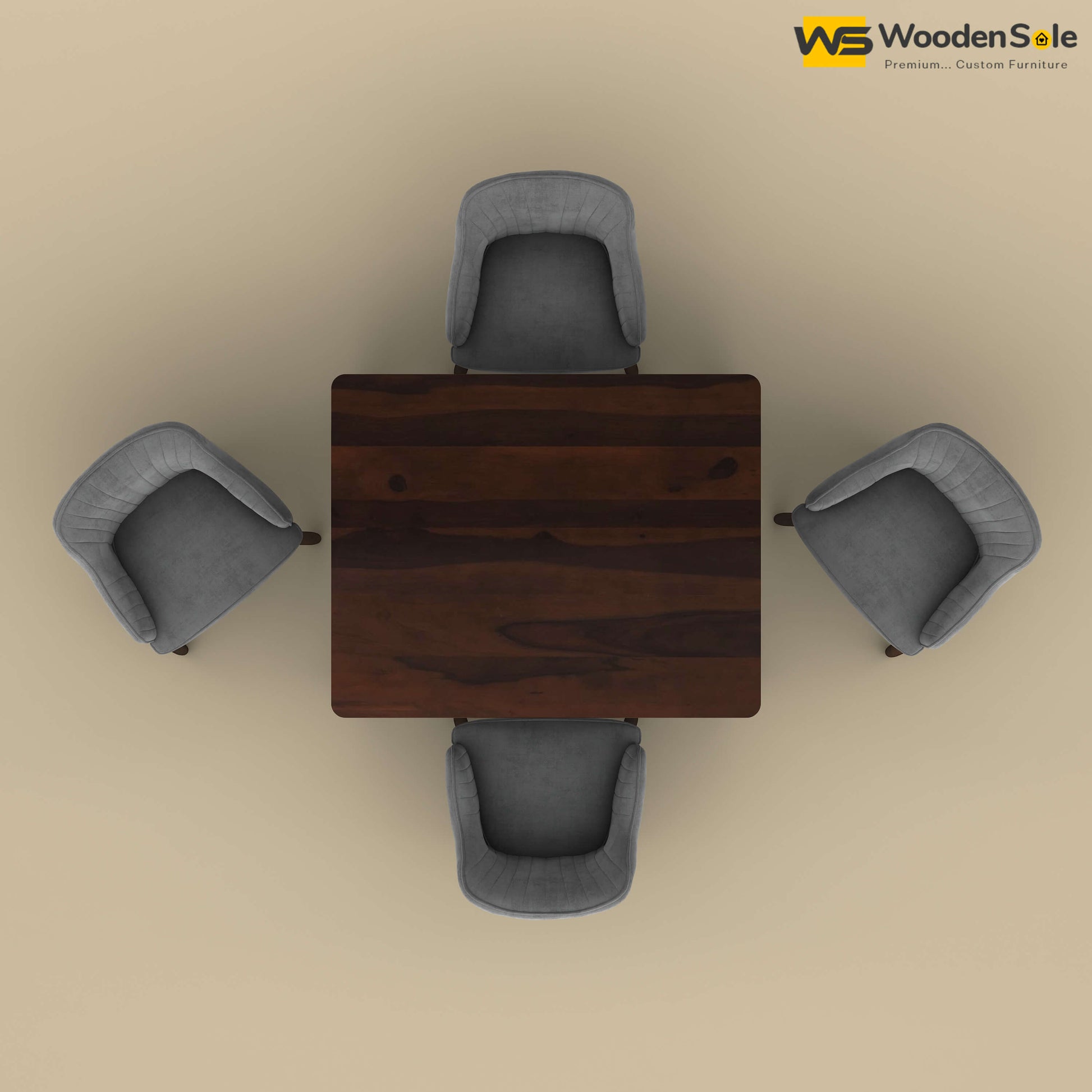 Madrid 4 Seat Dining Table Set (Walnut Finish)