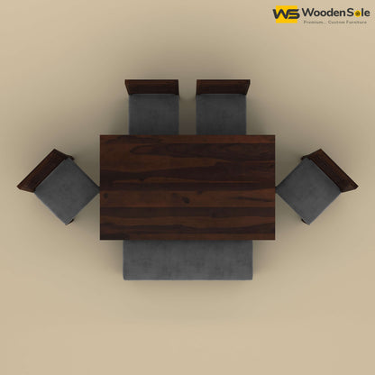 Sheesham Wood 6 Seater Dining Set with Upholstery Chair & Bench (Walnut Finish)