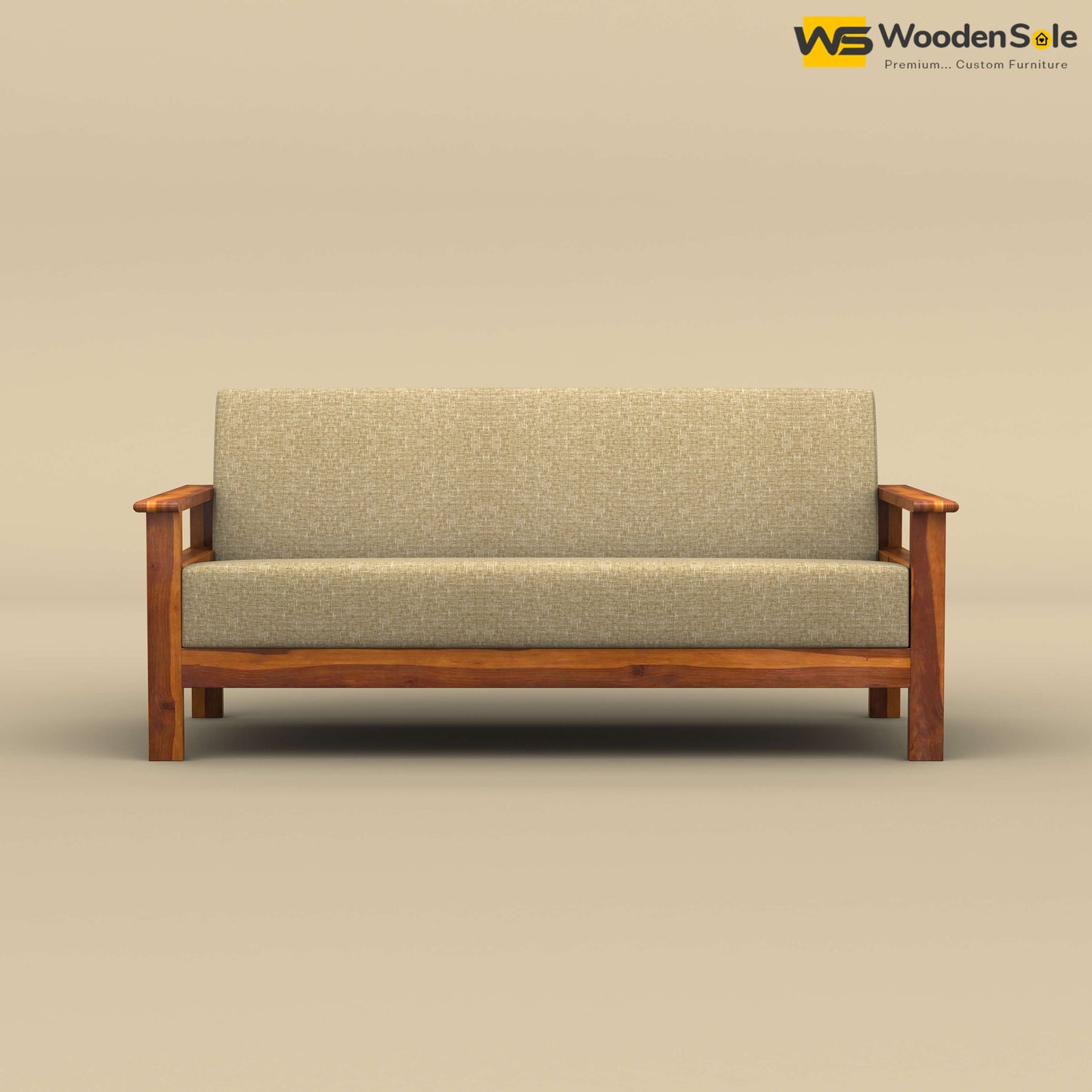 Edwin 3 Seater Wooden Sofa (Honey Finish)