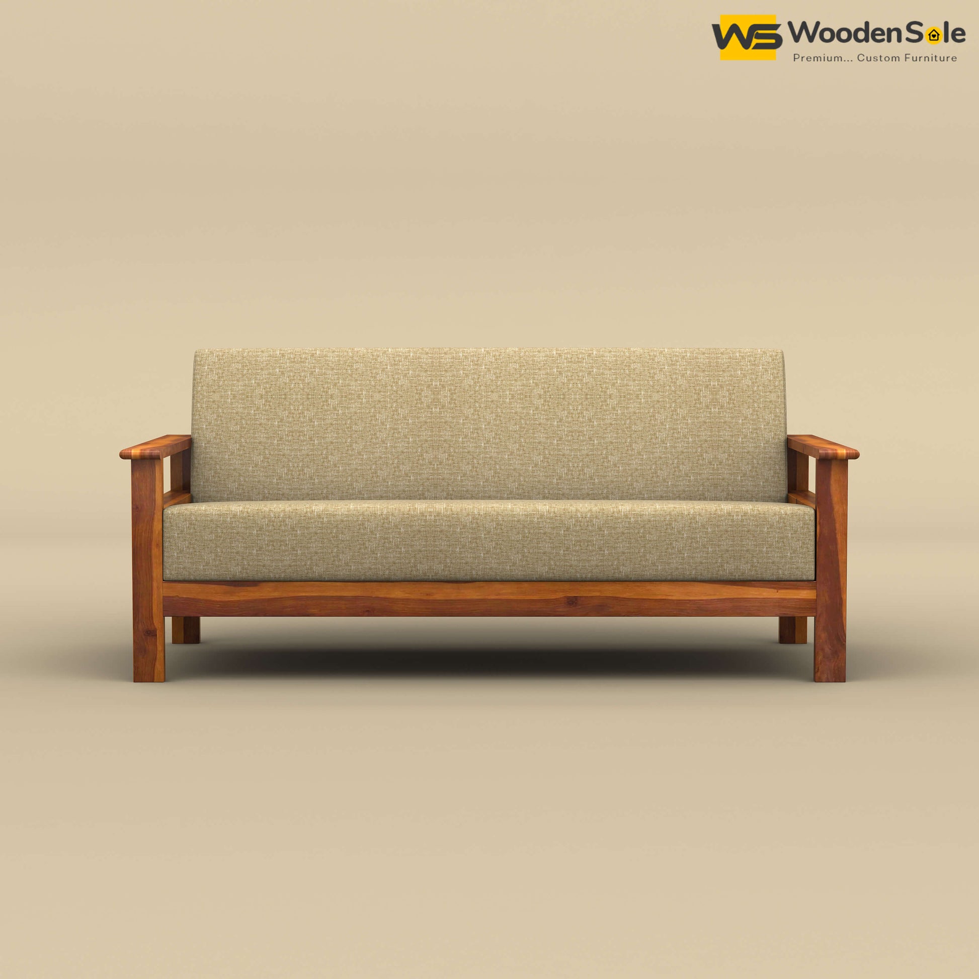 Edwin 3 Seater Wooden Sofa (Honey Finish)
