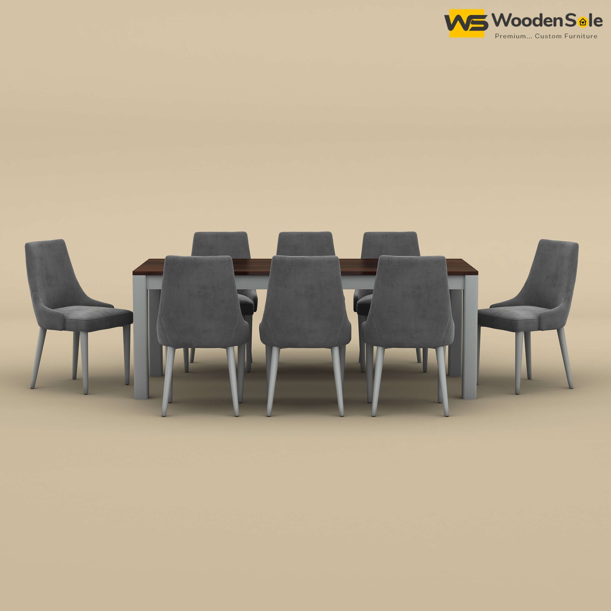 Ashley 8 Seater Dining Table Set (Walnut & Gray Finish)
