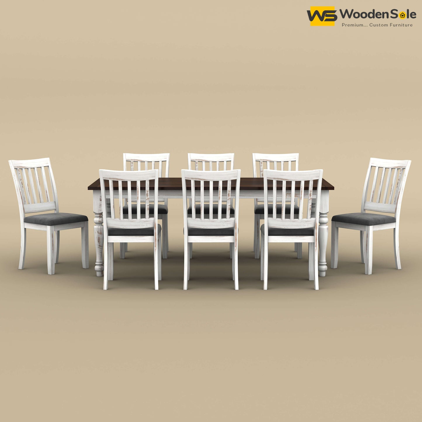 Martha 8 Seater Dining Table Set (Distress & Walnut Finish)