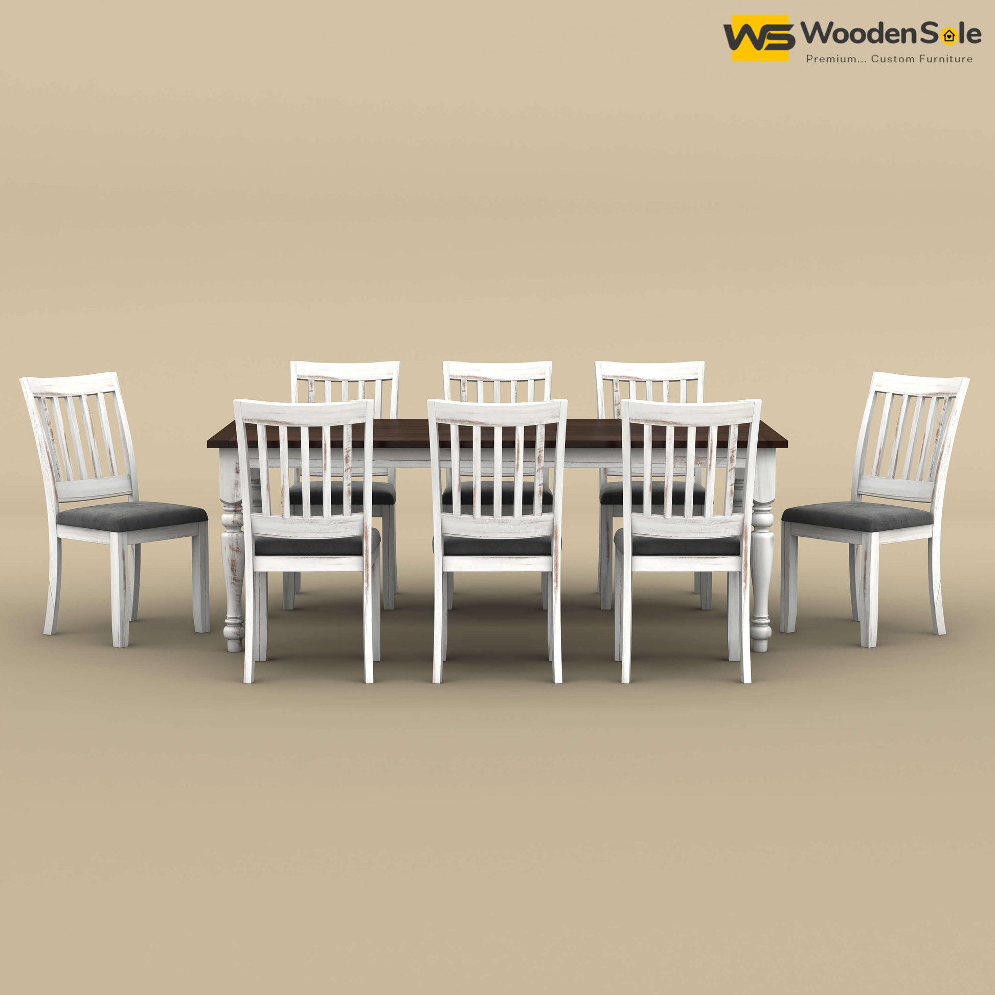 Martha 8 Seater Dining Table Set (Distress & Walnut Finish)