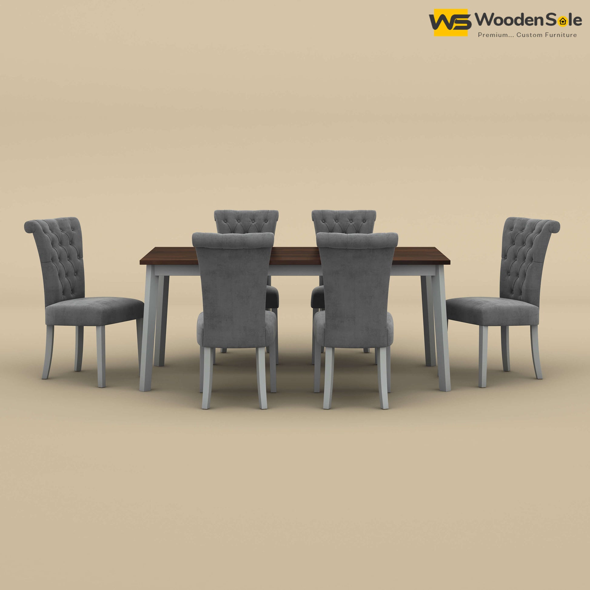 Kia 6 Seater Dining Set (Walnut & Gray Finish)