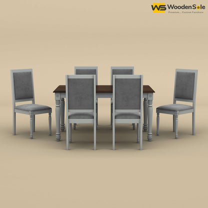 Engrave Dining Table Set 6 Seater (Walnut & Gray Finish)