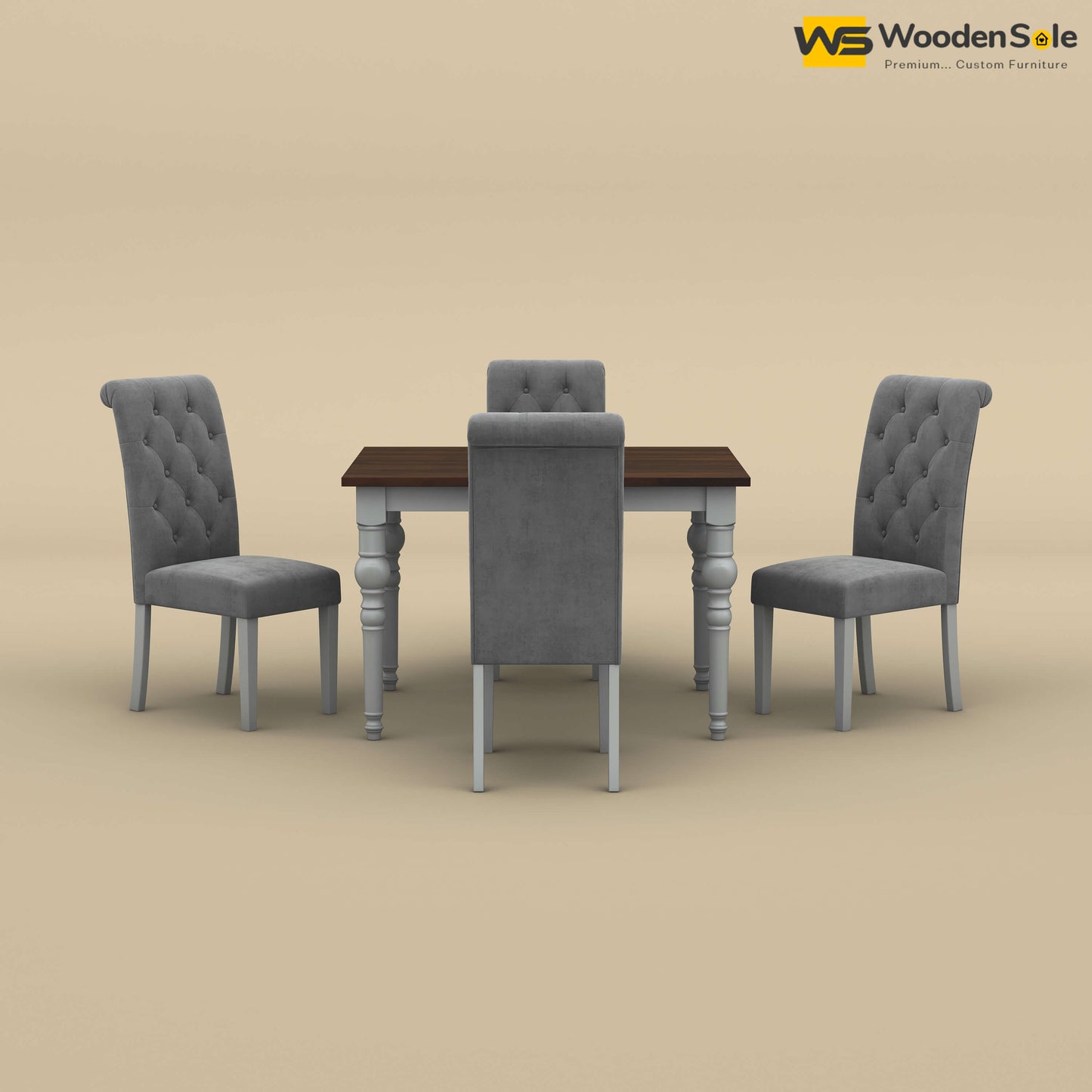 Elliot Dining Table 4 Seater Set (Walnut & Gray Finish)