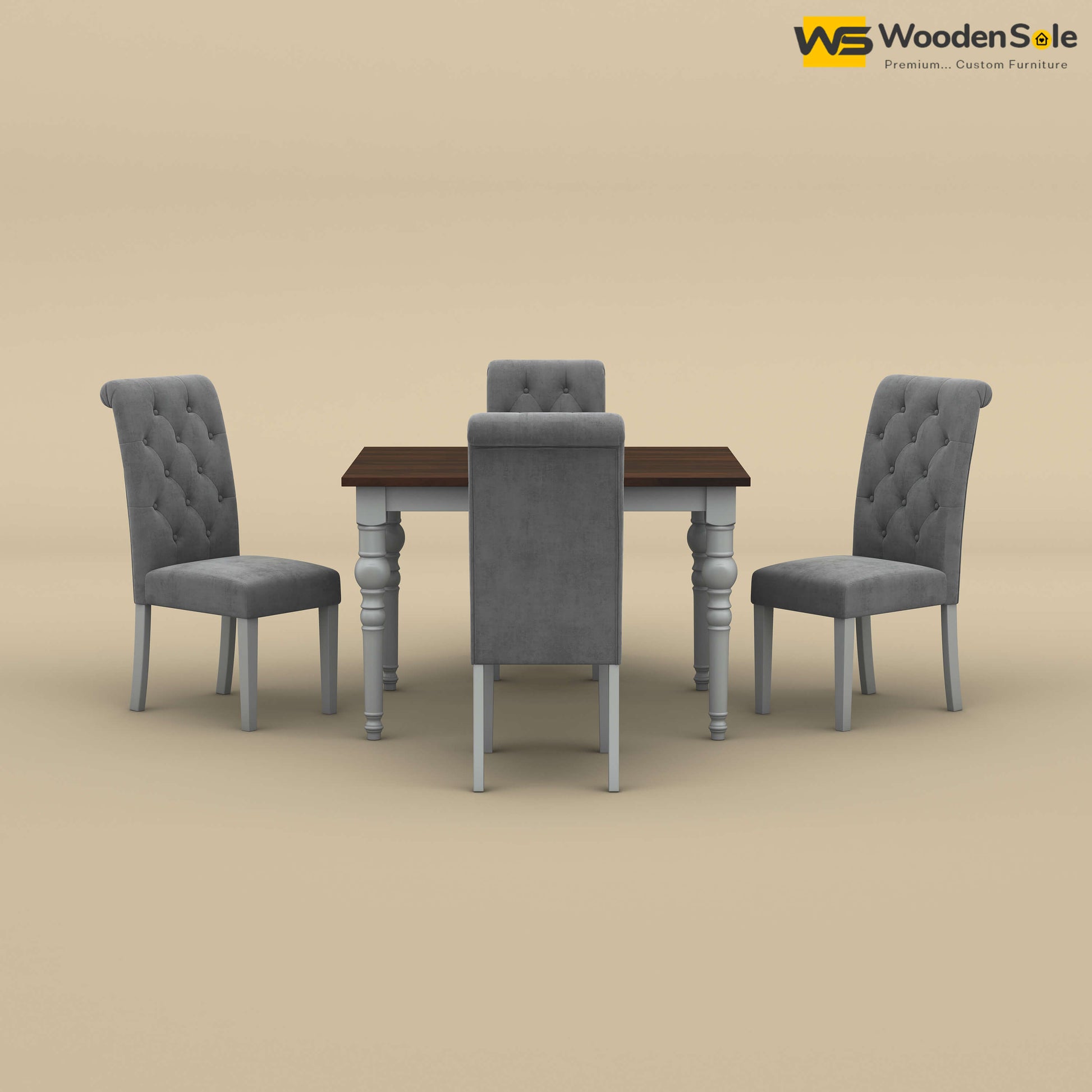 Elliot Dining Table 4 Seater Set (Walnut & Gray Finish)