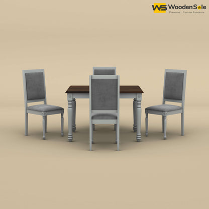 Engrave Dining Table Set 4 Seater (Walnut & Gray Finish)