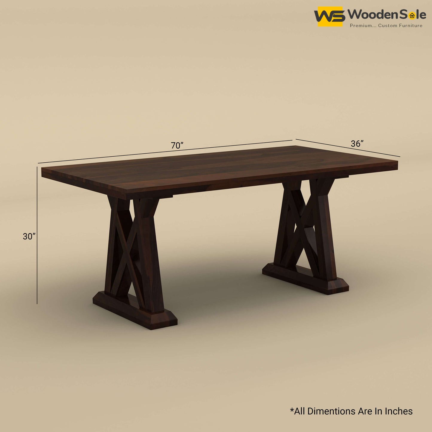 Criss Cross 6 Seater Dining Table (Walnut Finish)