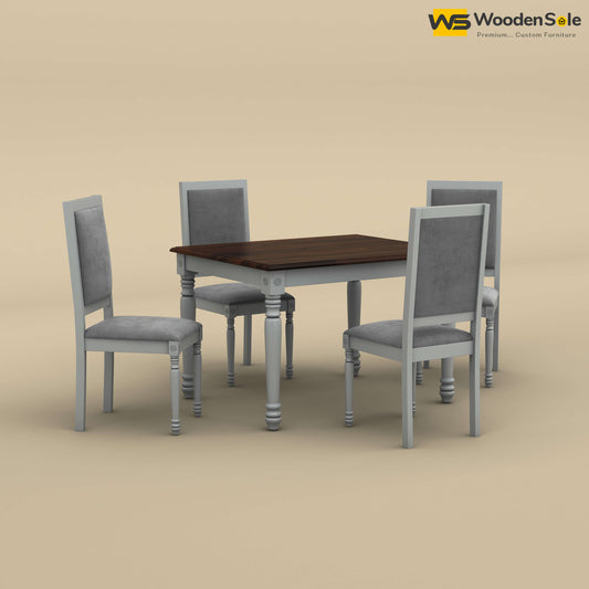 Engrave Dining Table Set 4 Seater (Walnut & Gray Finish)