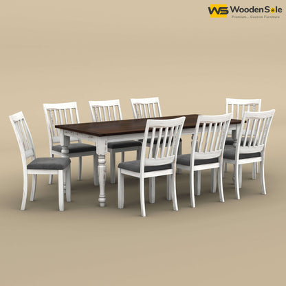 Martha 8 Seater Dining Table Set (Distress & Walnut Finish)