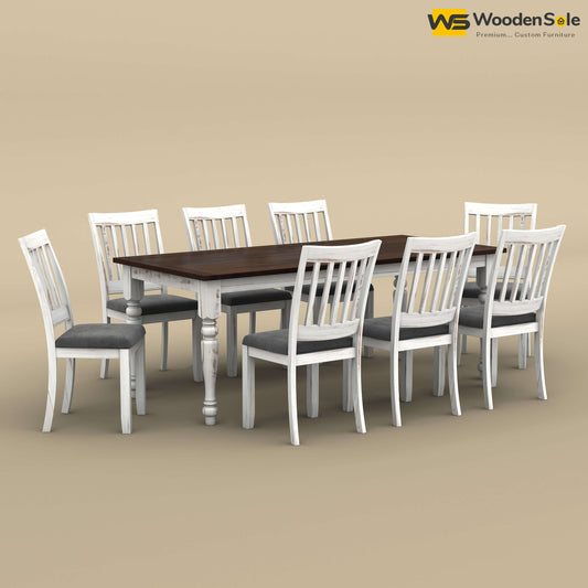 Martha 8 Seater Dining Table Set (Distress & Walnut Finish)