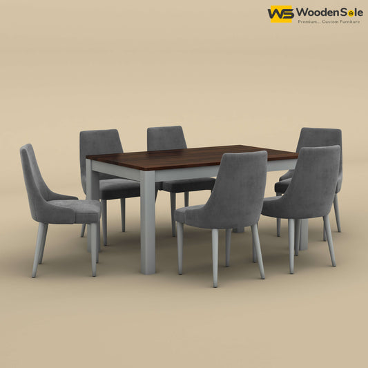 Ashley 6 Seater Dining Table Set (Walnut & Gray Finish)