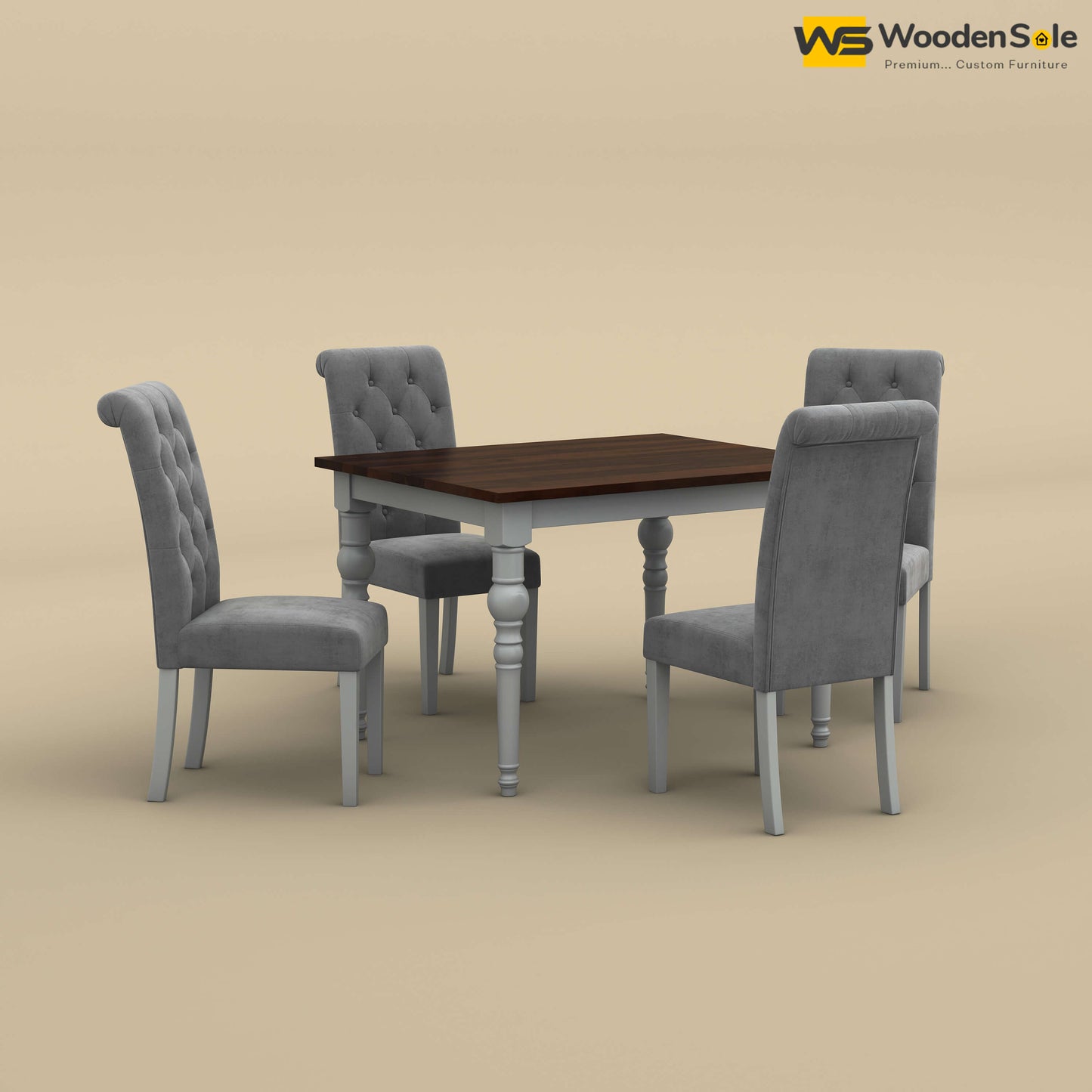 Elliot Dining Table 4 Seater Set (Walnut & Gray Finish)