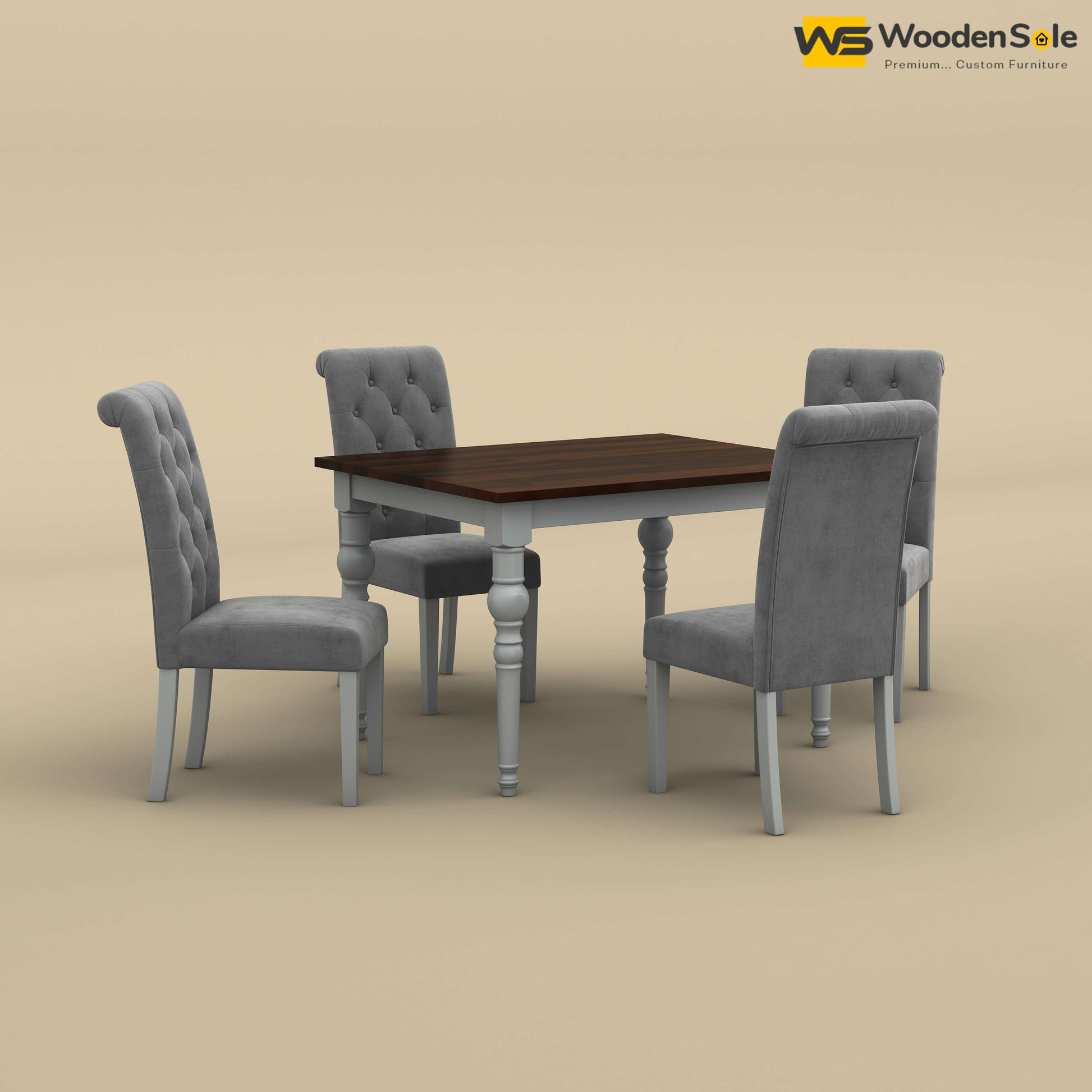 Elliot Dining Table 4 Seater Set (Walnut & Gray Finish)