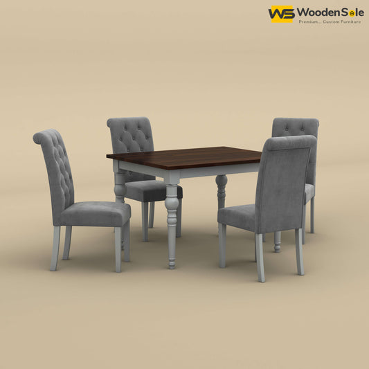 Elliot Dining Table 4 Seater Set (Walnut & Gray Finish)