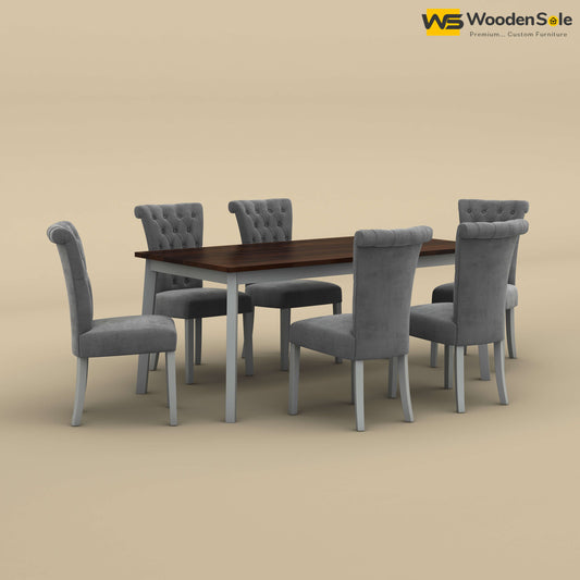 Kia 6 Seater Dining Set (Walnut & Gray Finish)