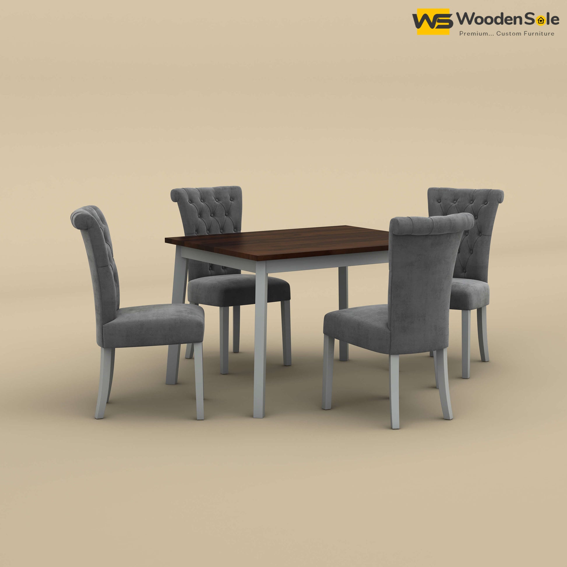 Kia 4 Seater Dining Set (Walnut & Gray Finish)