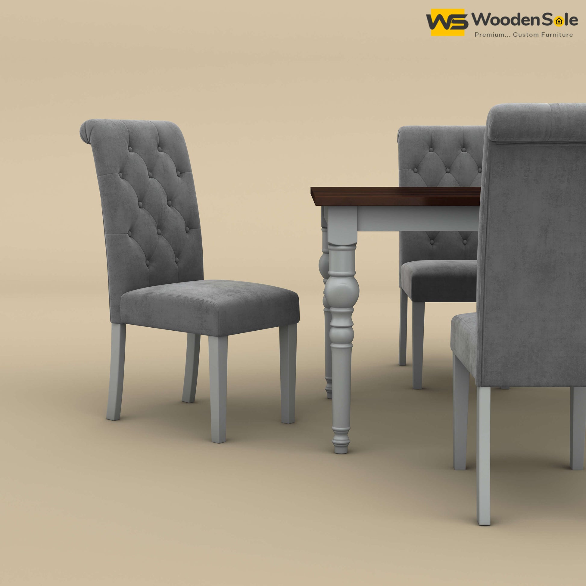Elliot Dining Table 4 Seater Set (Walnut & Gray Finish)