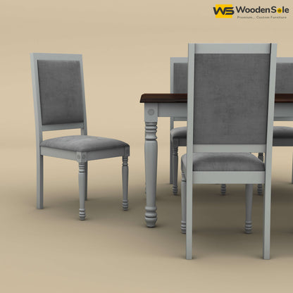 Engrave Dining Table Set 6 Seater (Walnut & Gray Finish)