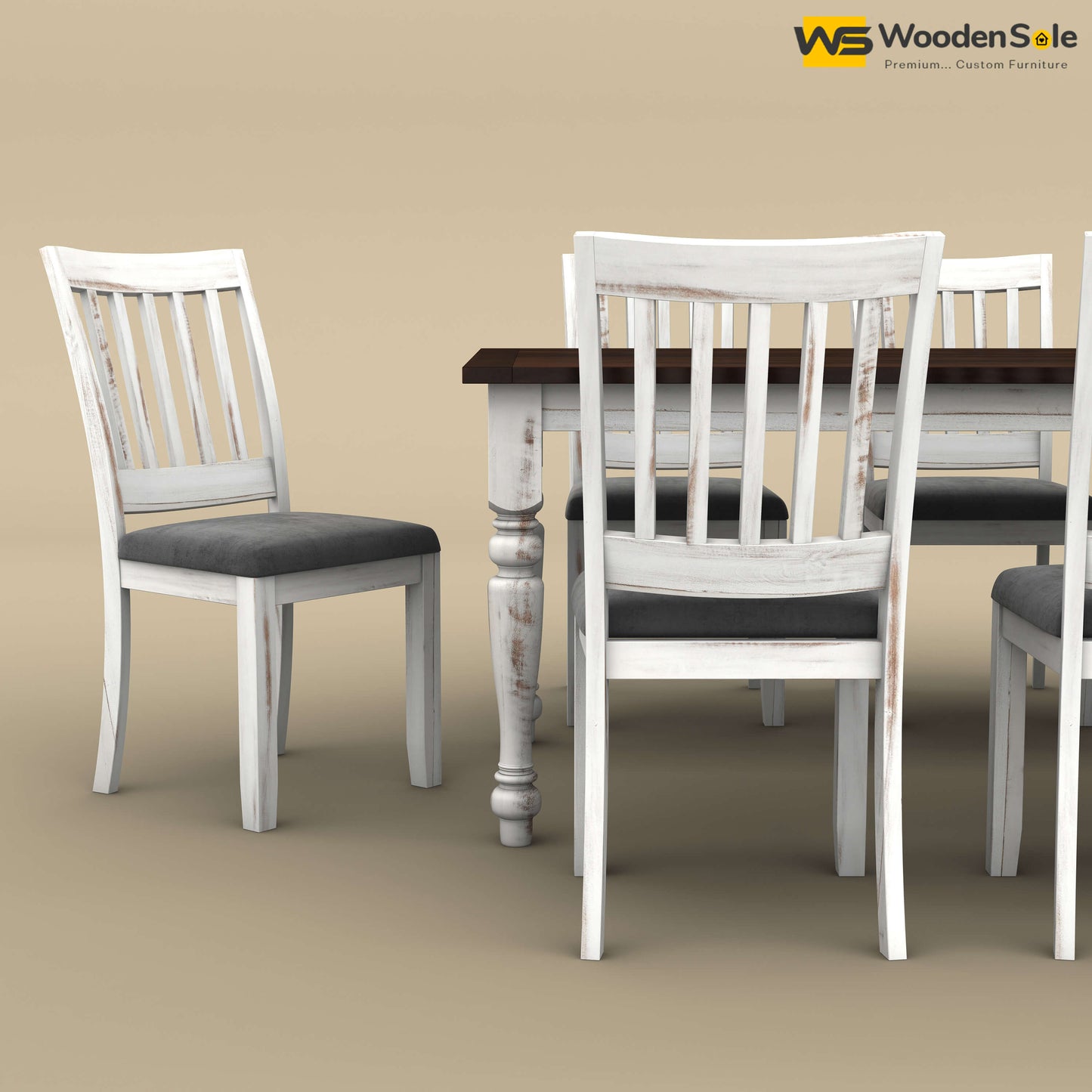 Martha 8 Seater Dining Table Set (Distress & Walnut Finish)