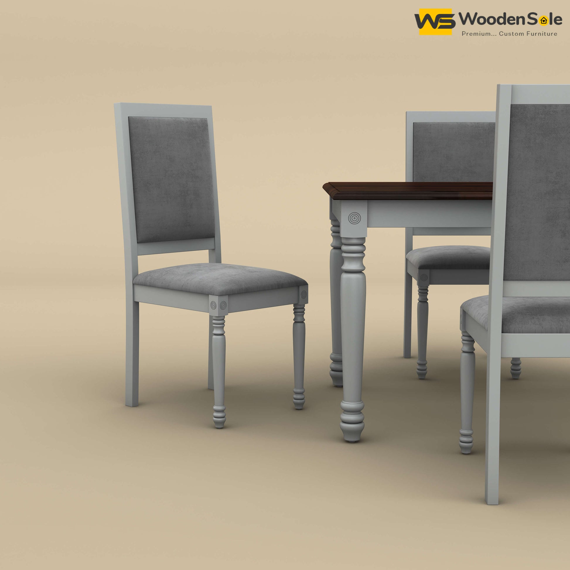 Engrave Dining Table Set 4 Seater (Walnut & Gray Finish)