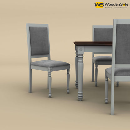 Engrave Dining Table Set 4 Seater (Walnut & Gray Finish)