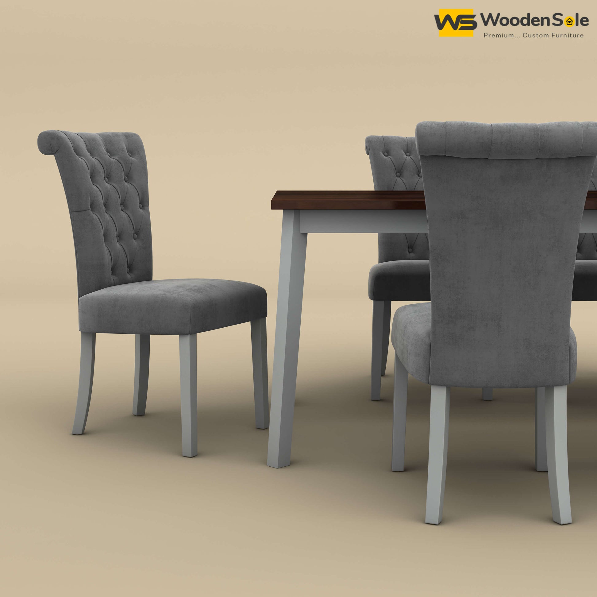 Kia 6 Seater Dining Set (Walnut & Gray Finish)