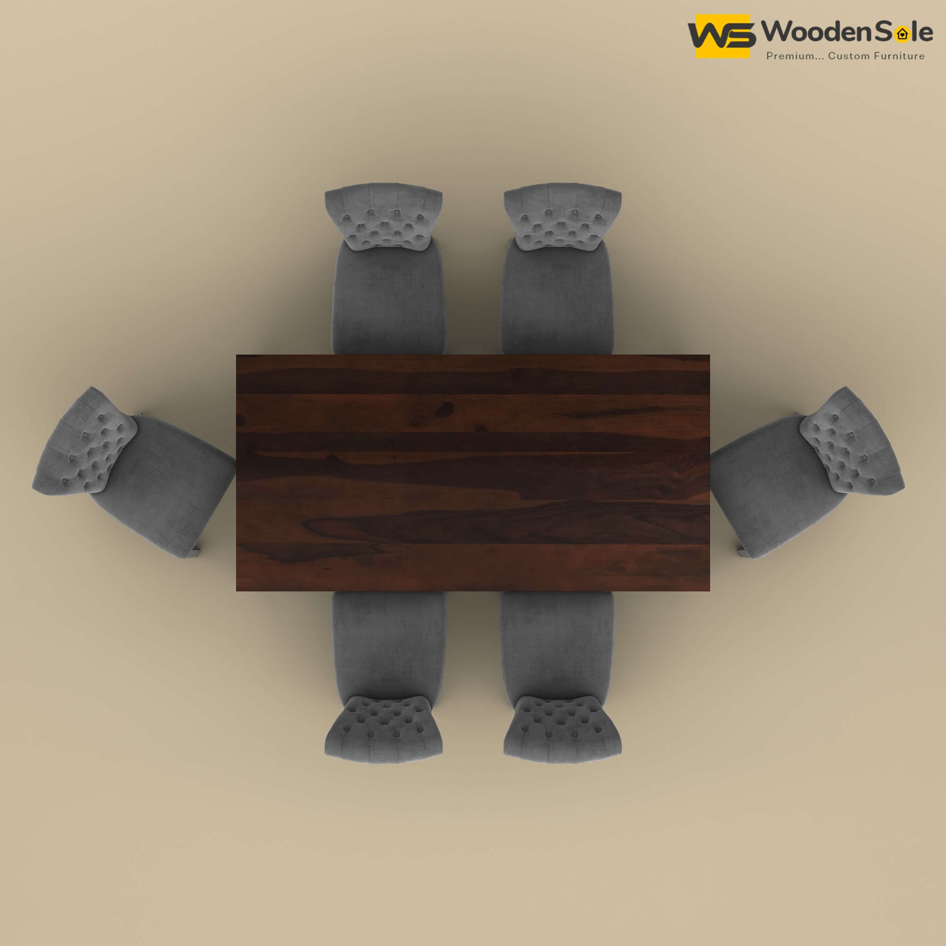Kia 6 Seater Dining Set (Walnut & Gray Finish)
