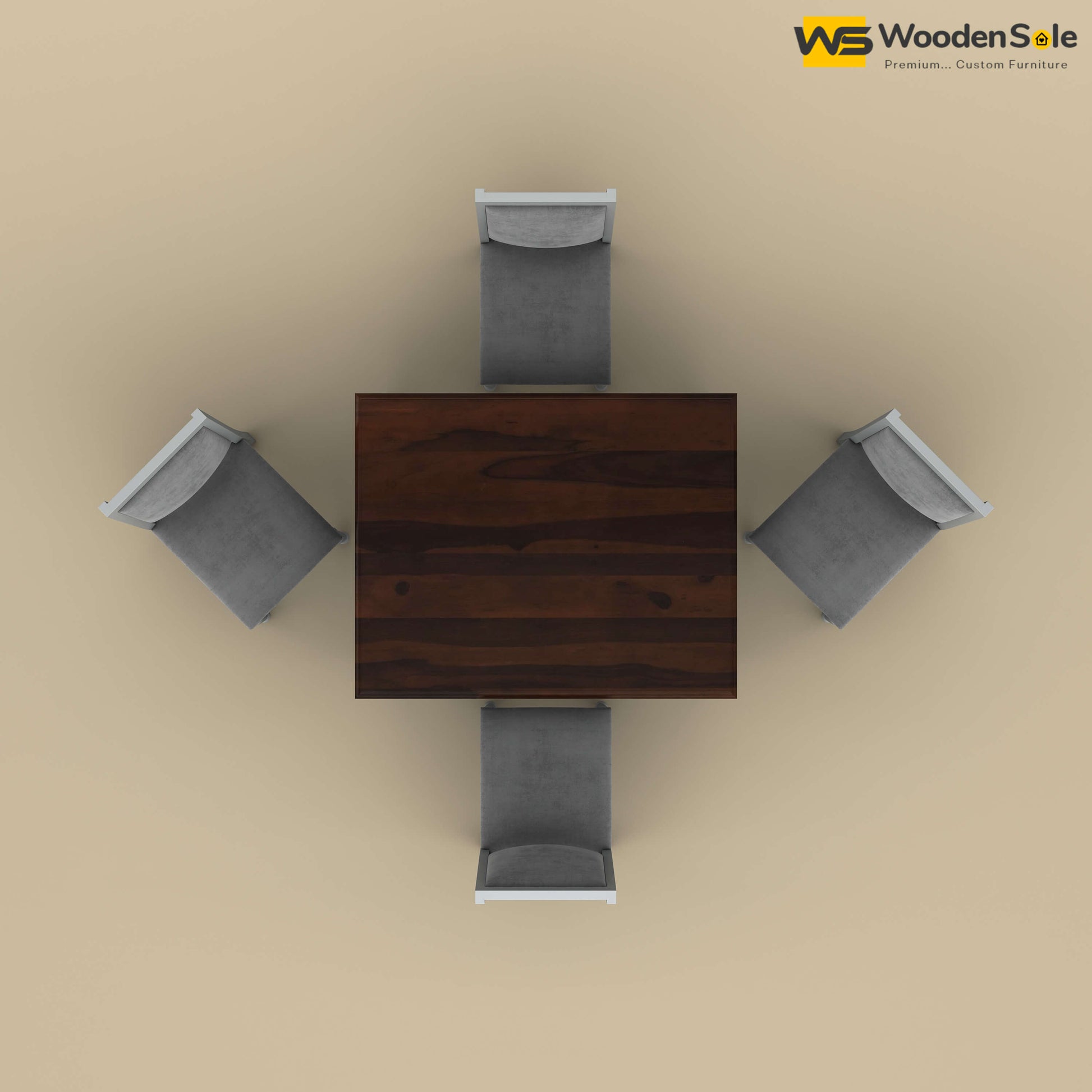 Engrave Dining Table Set 4 Seater (Walnut & Gray Finish)