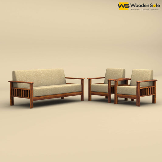 Edwin 3+1+1 Wooden Sofa Set (Honey Finish)