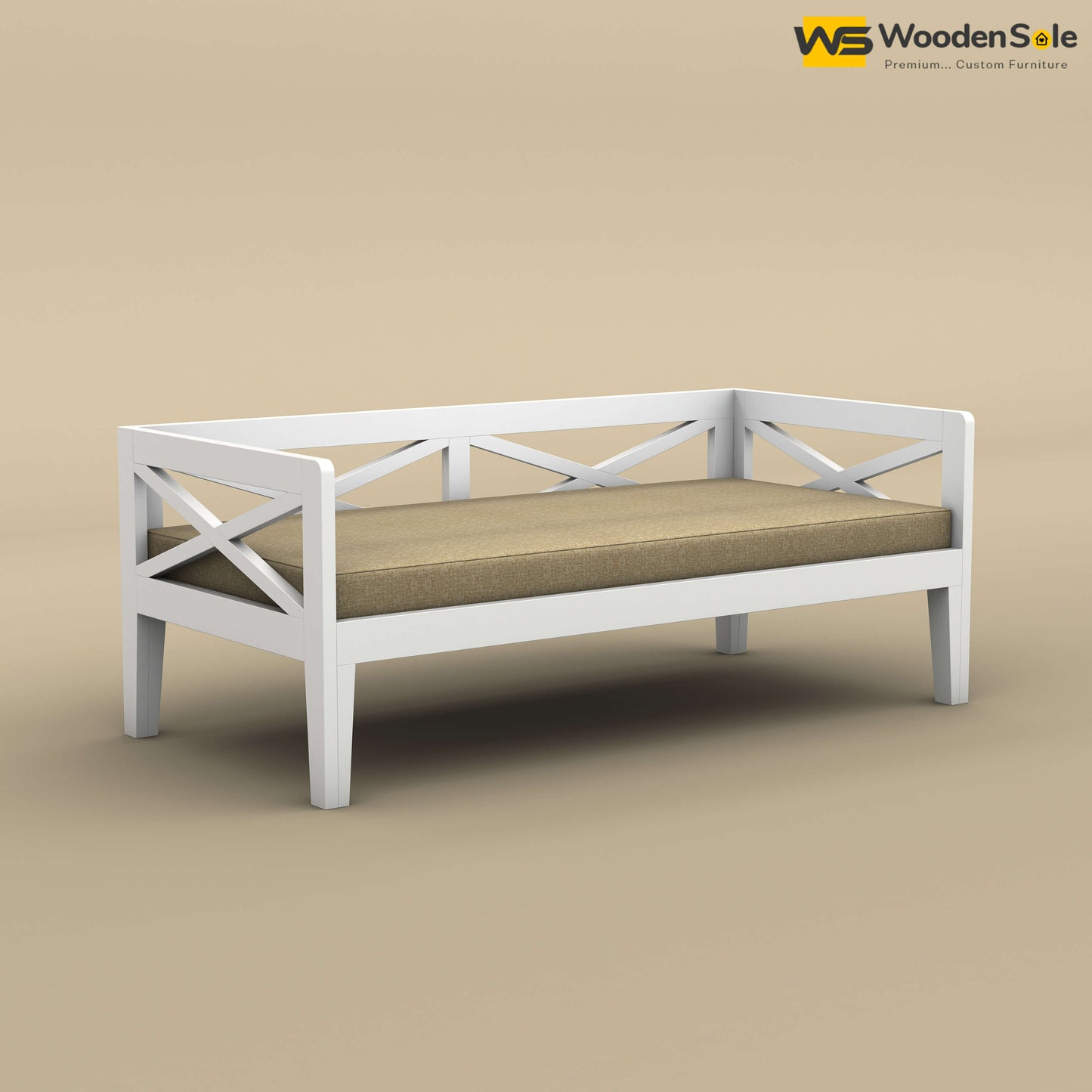 Edward Diwan Bed With Mattress (White Finish)