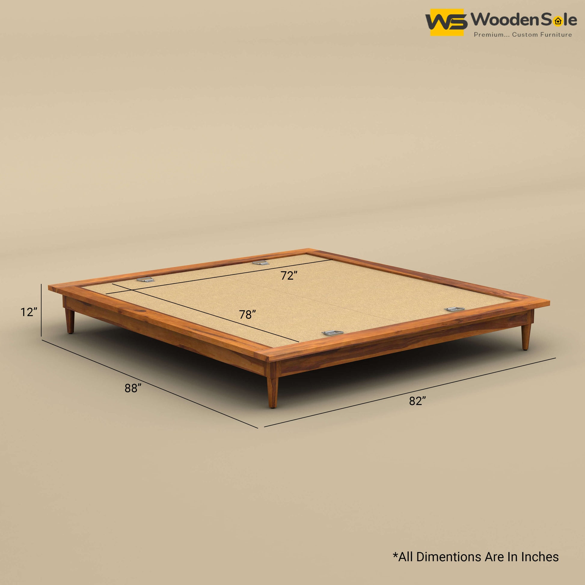 Floora Platform Bed (King Size, Honey Finish)