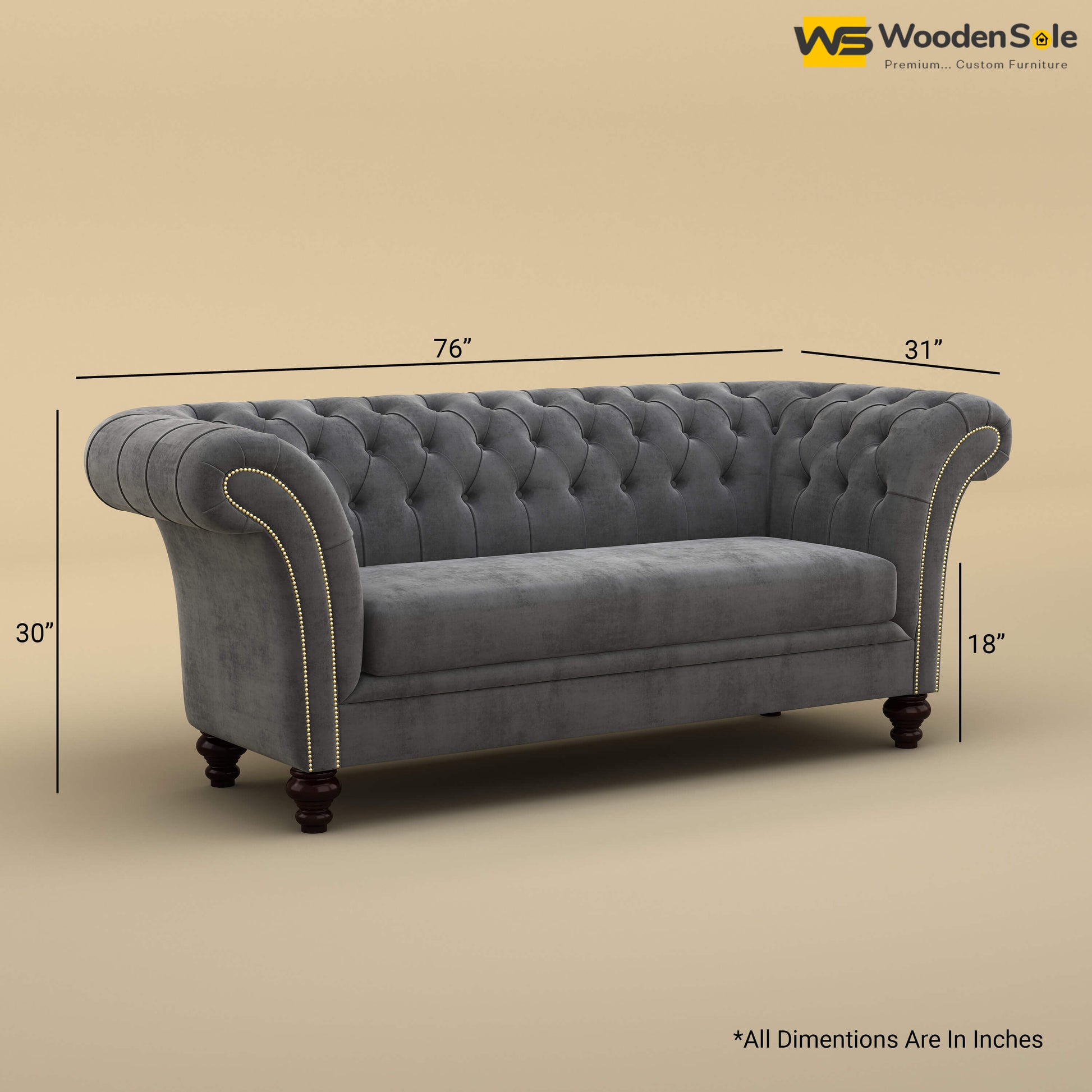 Rolex Loveseat (Velvet, Charcoal Gray)