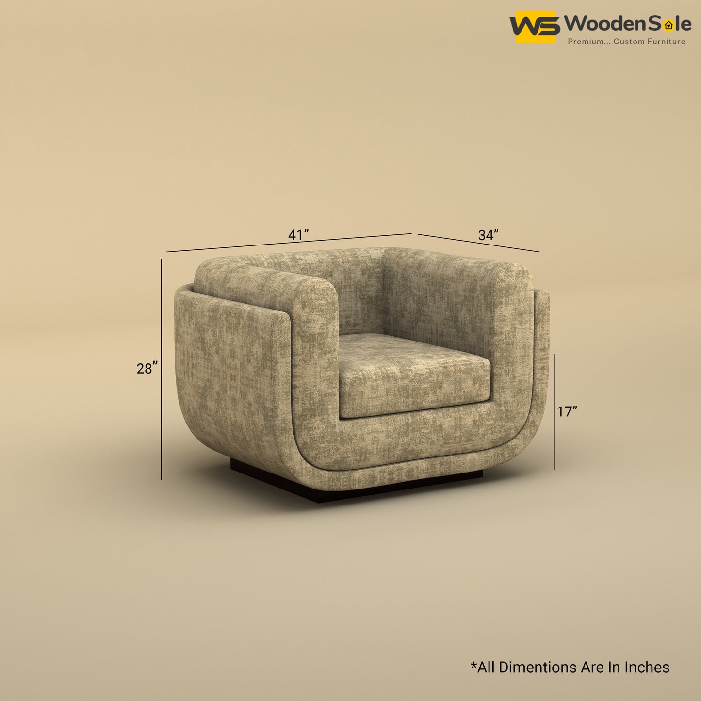 Vedant 1 Seater Fabric Sofa (Cotton, Patchy Cream)