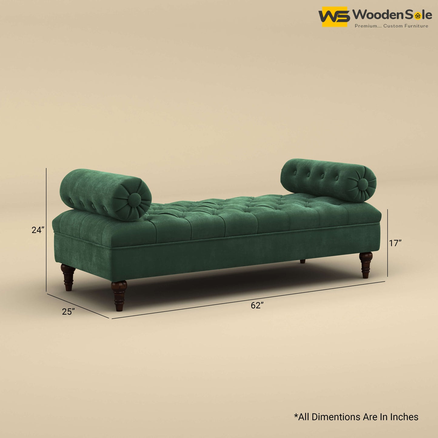 Andre Fabric Lounge Diwan Settee (Velvet, Forest Green)