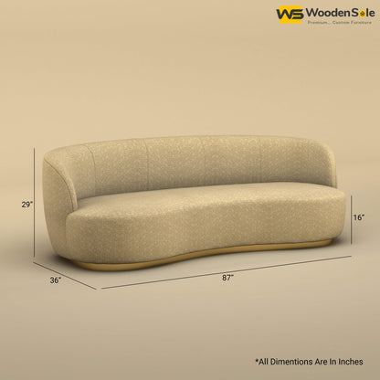 Rene Curved Modern 3-Seater Sofa (Cotton, Faux Cream)