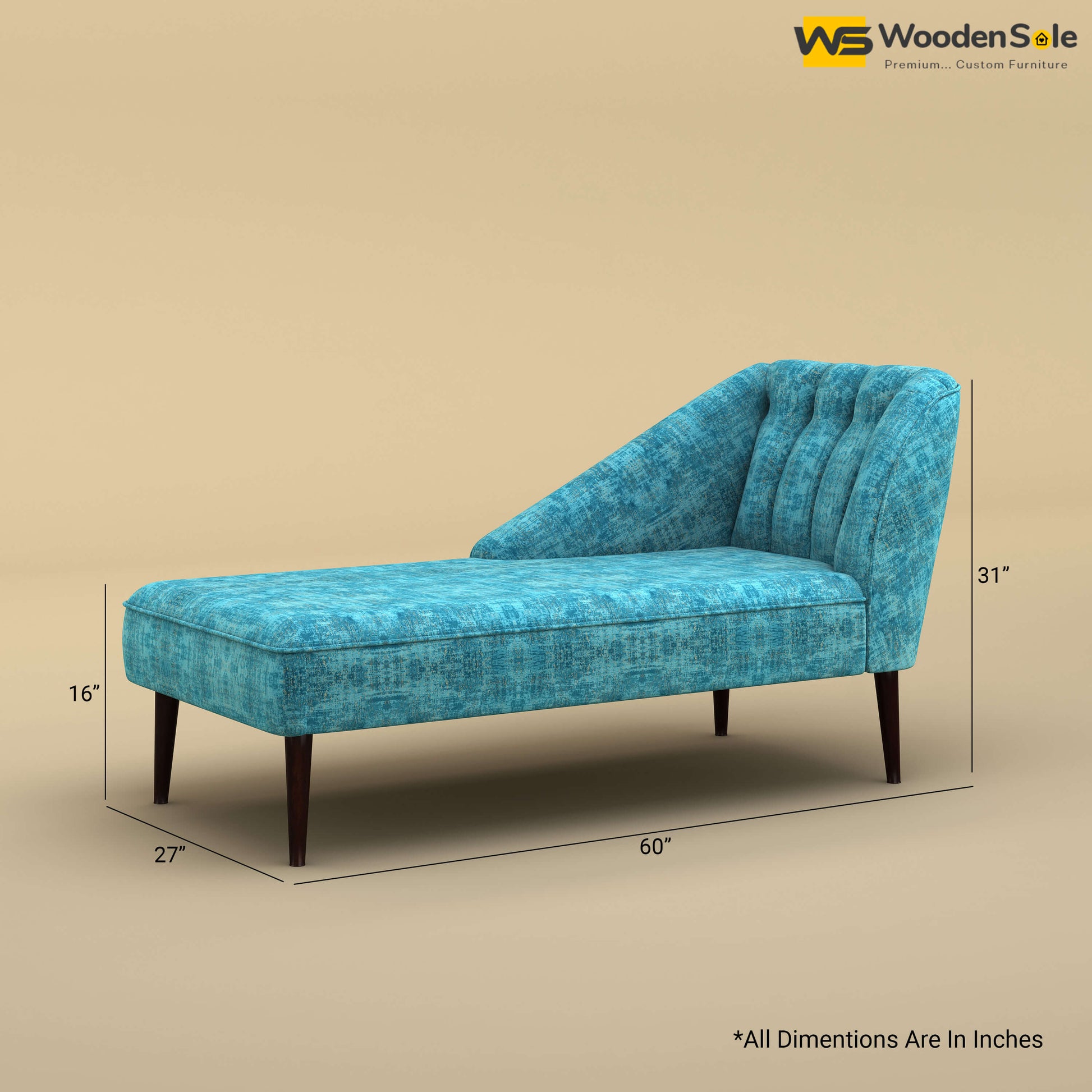 Perla Chaise Lounge (Cotton, Teal Blue)