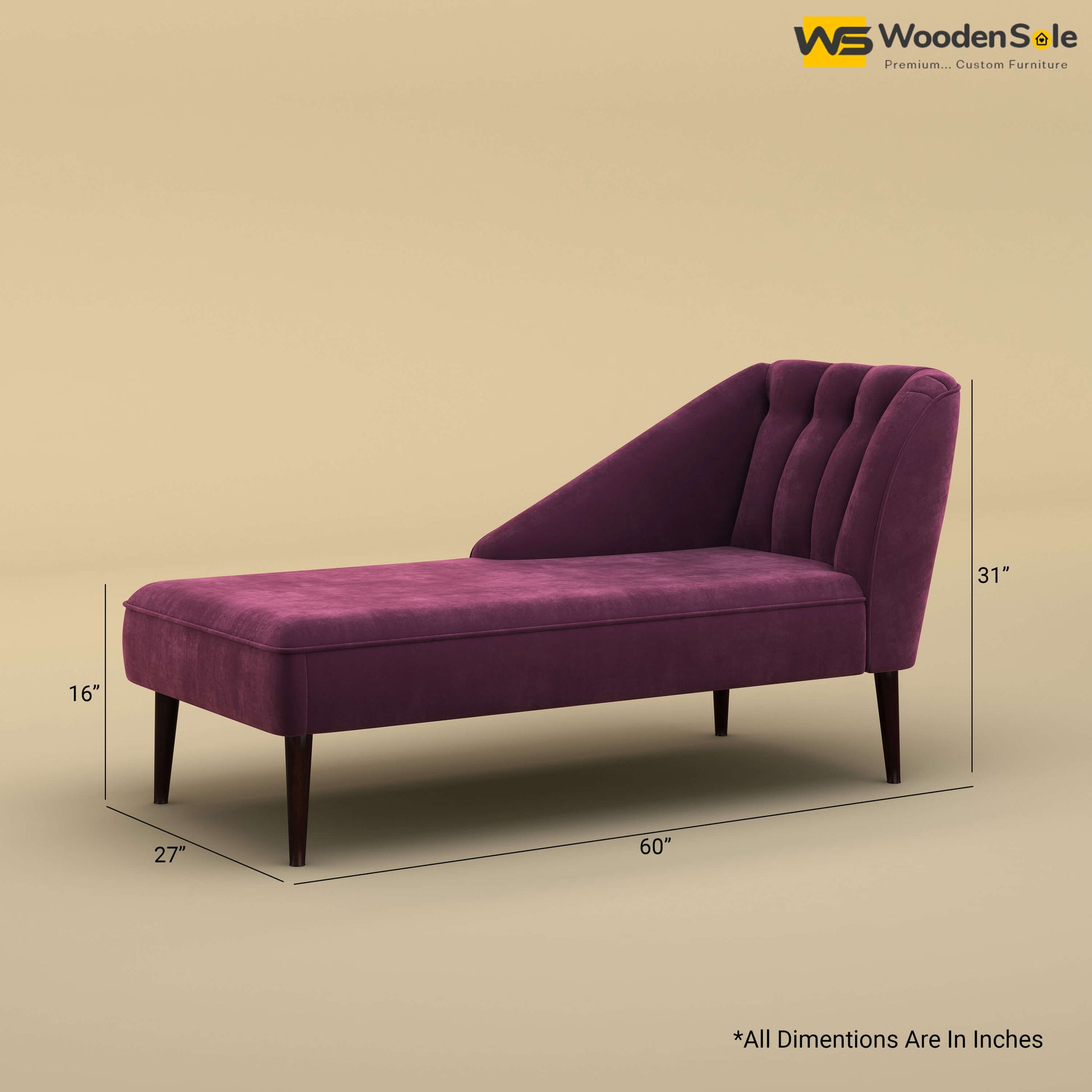 Perla Chaise Lounge (Velvet, Dark Purple)