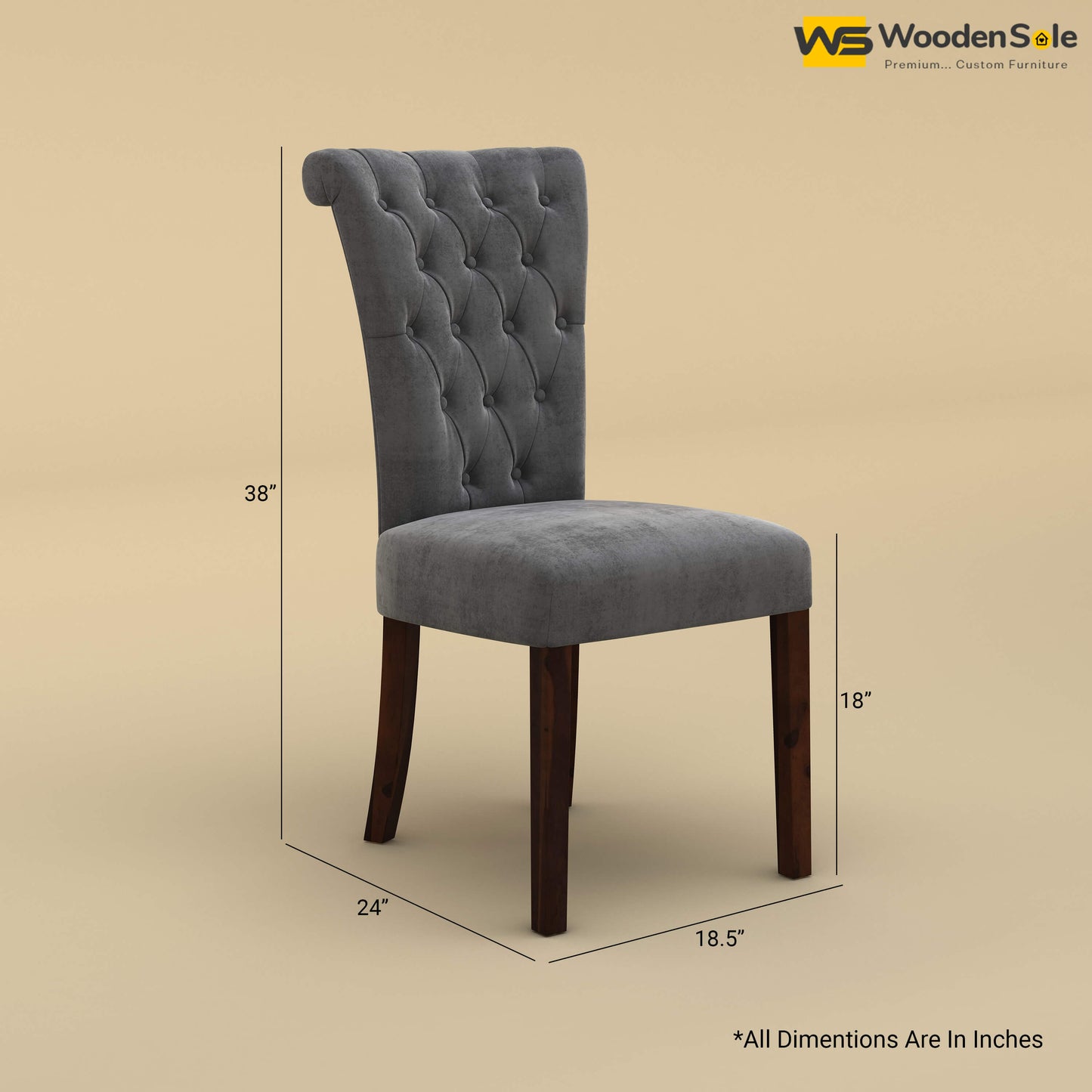 Kia Dining Chair (Velvet, Charcoal Gray)