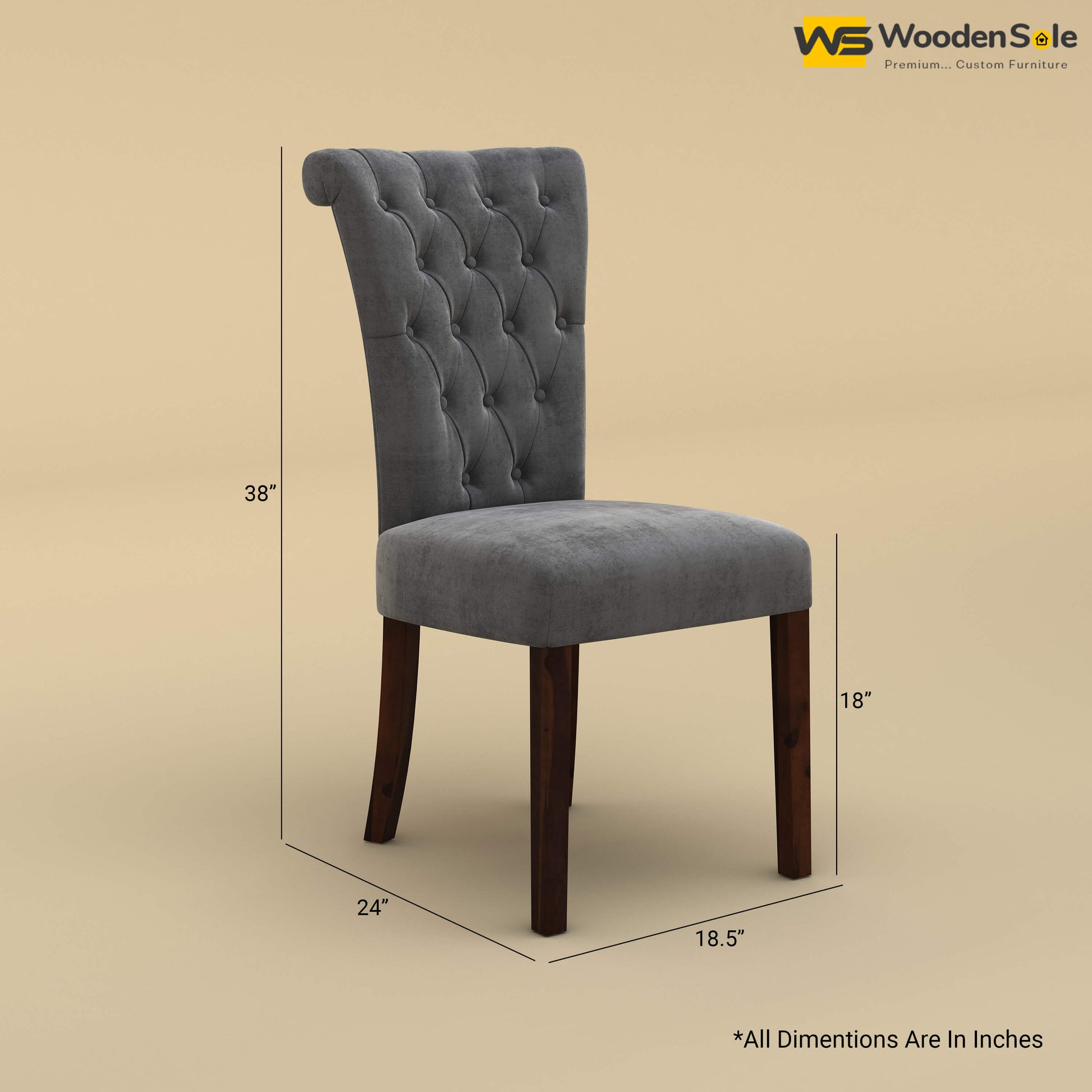 Kia Dining Chair (Velvet, Charcoal Gray)