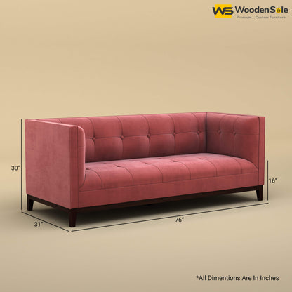 Loren Three Seater Fabric Sofa (Velvet, Pink)