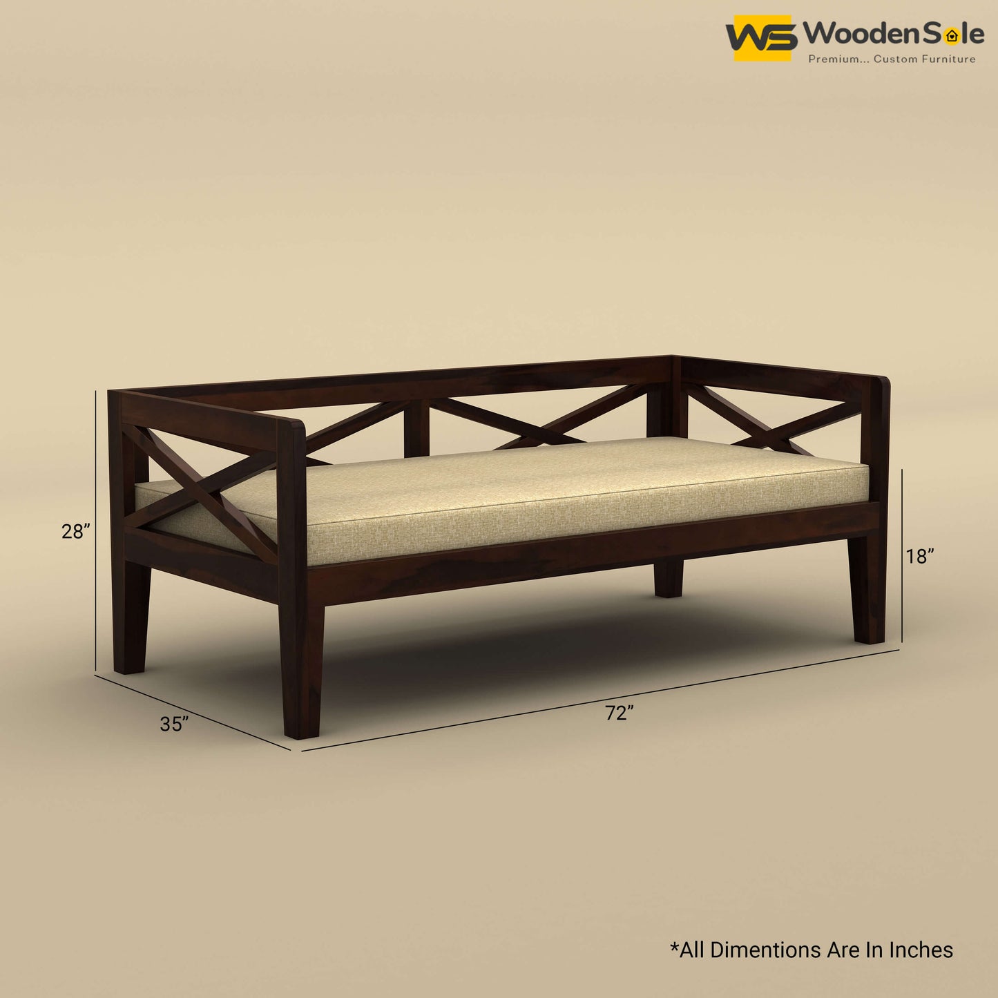 Edward Diwan Bed With Mattress (Walnut Finish)