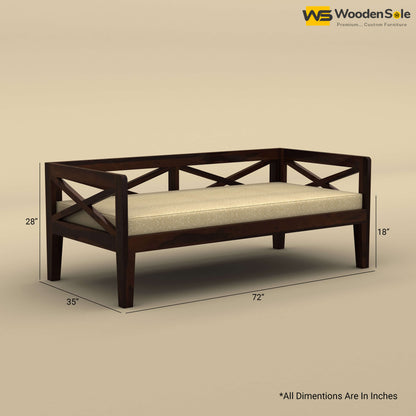 Edward Diwan Bed With Mattress (Walnut Finish)
