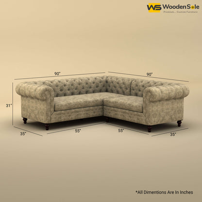 Maharaja Corner Sofa (Cotton, Patchy Cream)