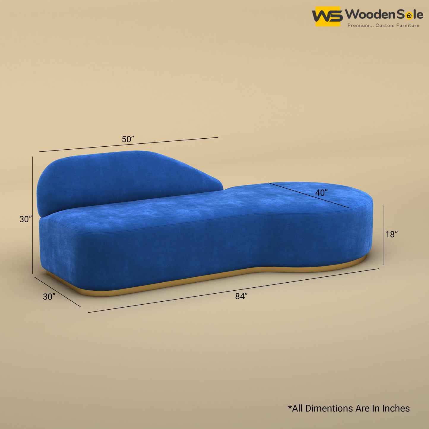 Pablo Premium Design Couch Sofa (Velvet, Royal Blue)