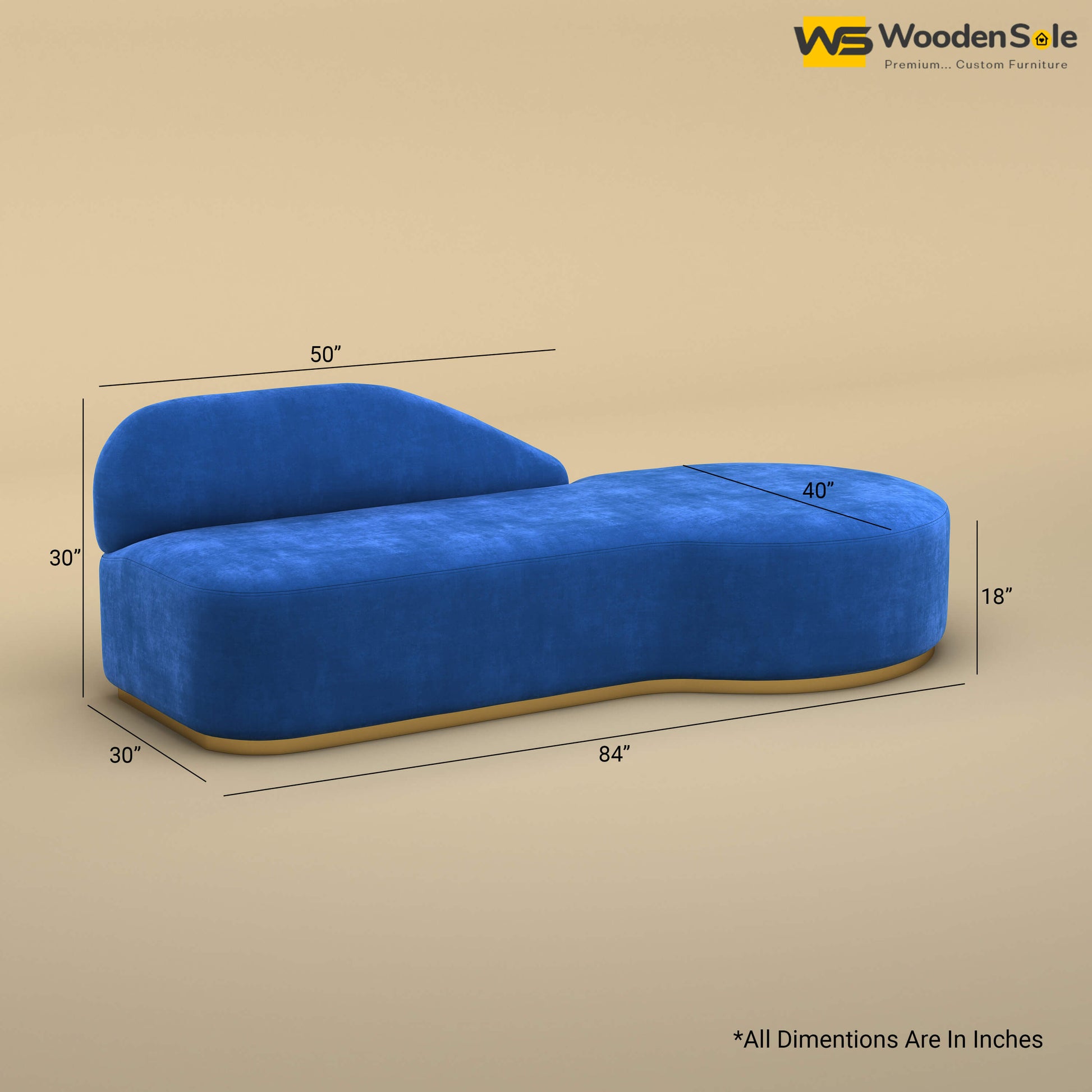 Pablo Premium Design Couch Sofa (Velvet, Royal Blue)